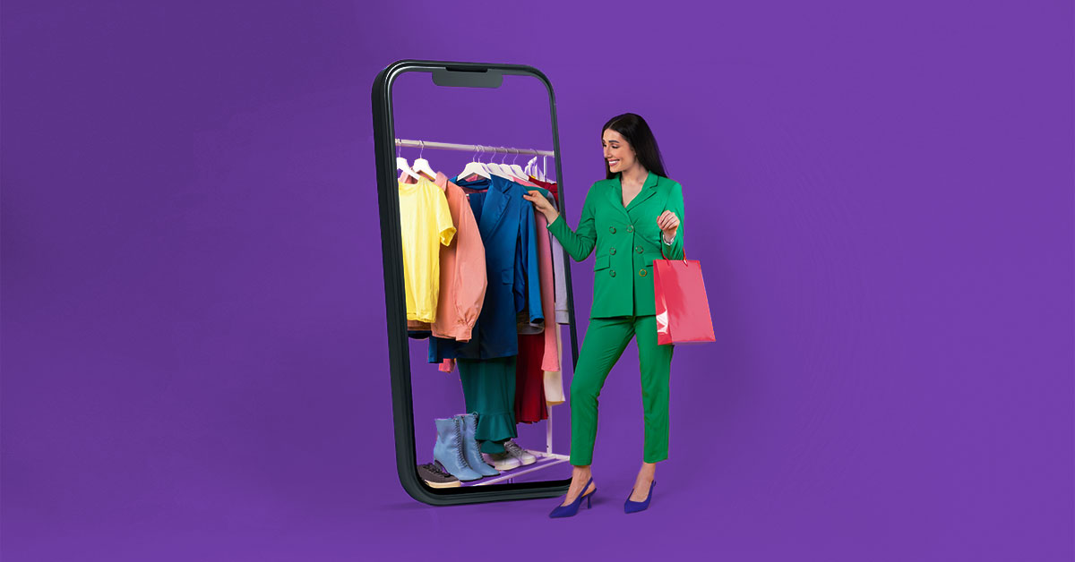 woman having a frictionless omnichannel shopping experience on a mobile device