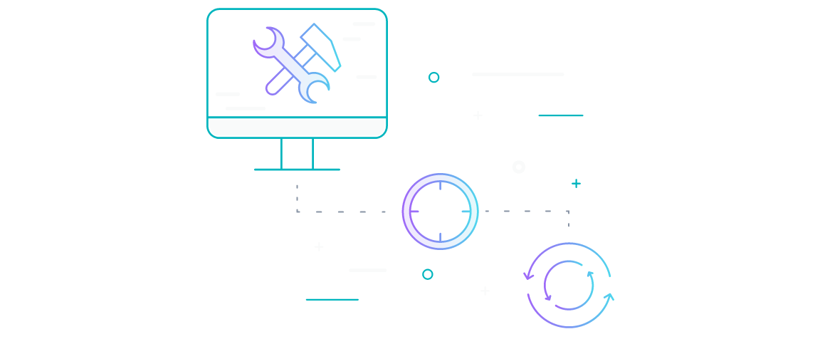 graphic of desktop screen with tools symbolizing machine learning training models
