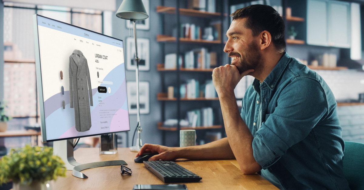 frustrated man shopping online using his phone