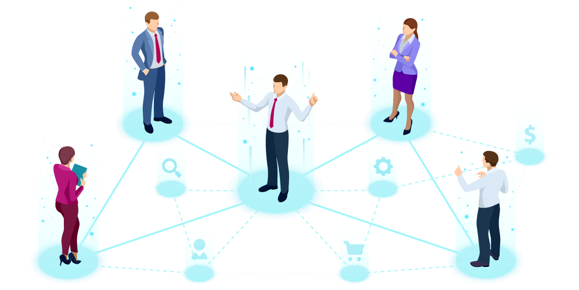 referral graphic of people connected via eCommerce network