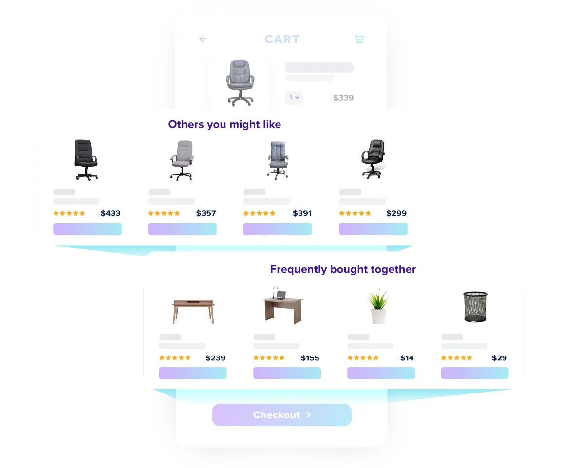GroupBy Recommendations AI provides your shoppers with recommendations such as 'others you may like' and 'frequently bought together'